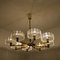 Chandelier with 8 Icicle Glass Shades in Brass, 1960s 14