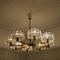 Chandelier with 8 Icicle Glass Shades in Brass, 1960s, Image 14