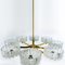 Chandelier with 8 Icicle Glass Shades in Brass, 1960s 17