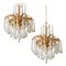 Tear Drop Glass 6-Light Chandeliers from Palwa, 1960s, Set of 2 1