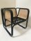 Vintage Black Lacquered Rattan and Natural Cane Chairs, Set of 6 1