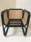 Vintage Black Lacquered Rattan and Natural Cane Chairs, Set of 6 7