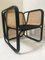 Vintage Black Lacquered Rattan and Natural Cane Chairs, Set of 6 2