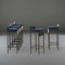 Stools with Steel Frame and Cushions in Dark Blue Velvet, 1980s, Set of 6, Image 3