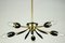 Sputnik Lamp Brass and Black Spider Pendant Lamp, 1950s 5