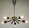 Sputnik Lamp Brass and Black Spider Pendant Lamp, 1950s 6