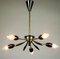 Sputnik Lamp Brass and Black Spider Pendant Lamp, 1950s, Image 6