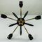 Sputnik Lamp Brass and Black Spider Pendant Lamp, 1950s 9