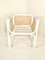 Vintage Handcrafted Braided Wicker Cane and White Lacquered Rattan Dining Chair 3