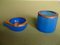 Blauer Aschenbecher & Zigarettenhalter aus Opalglas, 2er Set 1