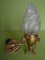 Small Vintage Bronze Table Lamp with Torch Glass 3