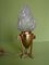 Lampada da tavolo piccola vintage in bronzo con torcia in vetro, Immagine 7