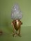 Small Vintage Bronze Table Lamp with Torch Glass 7