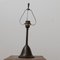 Lámpara de mesa antigua de latón y vidrio opalino, Imagen 3