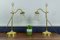 Vintage Brass & Frosted Glass Table Lamps, Set of 2 7