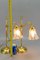 Lampade da tavolo vintage in ottone e vetro satinato, set di 2, Immagine 14