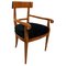 Biedermeier Black Velvet & Cherry Wood Armchair, 1830 1