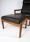Easy Chair with Stool in Teak Upholstered with Black Leather by Arne Vodder for Komfort, Set of 2, Image 3