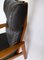 Poltrona con sgabello in teak e pelle nera di Arne Vodder per Komfort, set di 2, Immagine 6