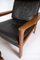 Poltrona con taburete de teca tapizada en cuero negro de Arne Vodder para Komfort. Juego de 2, Imagen 4