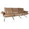 Danish Three Seater Sofa Upholstered with Light Brown Leather, 1970s, Image 1