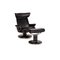 Poltrona e sgabello Jazz in pelle nera di Stressless, set di 2, Immagine 1