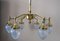 Huge Art Deco Chandelier with Opaline Glass Shades, 1920s 2