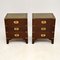 Antique Military Campaign Style Bedside Chests, Set of 2 1