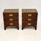 Antique Military Campaign Style Bedside Chests, Set of 2, Image 1