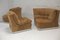Armless Suede Leather Chairs, France, 1970s, Set of 3, Image 6
