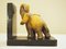Fermalibri Art Déco a forma di elefante in ceramica e legno, set di 2, Immagine 3