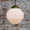 Mid-Century White Opaline Glass Pendant Lamp with Brass Top 7