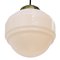 Mid-Century White Opaline Glass Pendant Lamp with Brass Top 5