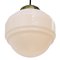 Mid-Century White Opaline Glass Pendant Lamp with Brass Top, Image 5