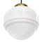 Mid-Century White Opaline Glass Pendant Lamp with Brass Top 4