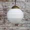 Mid-Century White Opaline Glass Pendant Lamp with Brass Top 6