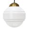 Mid-Century White Opaline Glass Pendant Lamp with Brass Top, Image 1