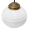 Mid-Century White Opaline Glass Pendant Lamp with Brass Top, Image 2