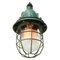 Vintage Industrial Green Aluminum & Clear Ribbed Glass Pendant Lamp, Image 3