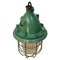 Vintage Industrial Green Aluminum & Clear Ribbed Glass Pendant Lamp 2