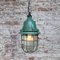 Vintage Industrial Green Aluminum & Clear Ribbed Glass Pendant Lamp 4