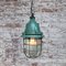 Vintage Industrial Green Aluminum & Clear Ribbed Glass Pendant Lamp, Image 4