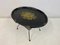 Vintage Black Lacquered Toleware & Perforated Metal Table on Castors 4