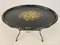Vintage Black Lacquered Toleware & Perforated Metal Table on Castors 3