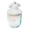 Lámpara colgante industrial vintage de porcelana blanca y vidrio claro, Imagen 2
