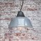 Lampe à Suspension Vintage Industrielle en Émail Gris, Verre Transparent & Fonte 4