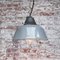 Vintage Industrial Gray Enamel, Clear Glass & Cast Iron Pendant 4