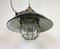 Lámpara colgante industrial enjaulada de hierro fundido y esmalte negro, años 50, Imagen 6