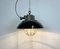 Lámpara colgante industrial enjaulada de hierro fundido y esmalte negro, años 50, Imagen 12