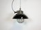 Industrial Black Enamel and Cast Iron Cage Pendant Light, 1950s 1